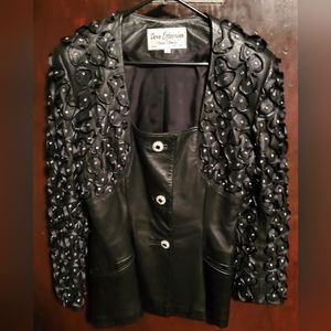 Dero ENTERPRISES-Rocco d'Amelio  Leather rhinestone jacket Black szL